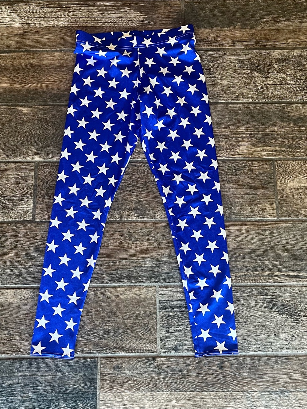 BlackMilk all over star print leggings blue background M bonus flag lips tank L